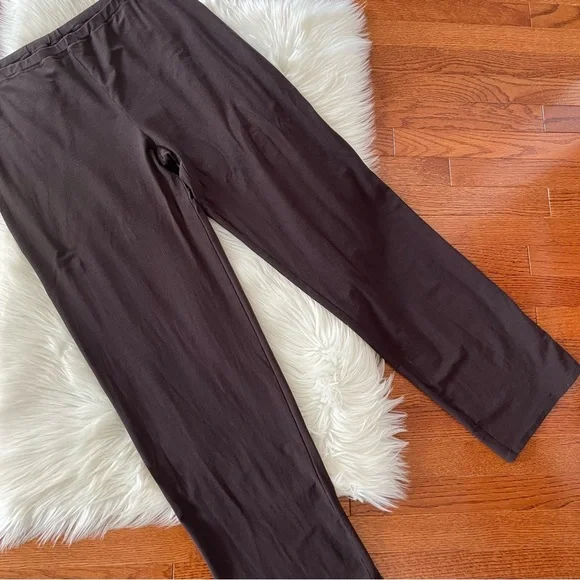 Eileen Fisher Brown Pants Size Large Pull On Viscose Blend Straight Leg - Picture 2 of 5